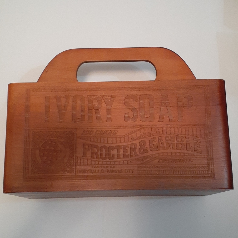 Wooden Procter & Gamble Ivory Soap Engraved Caddy